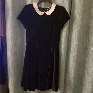 Black Velvet white collar dress